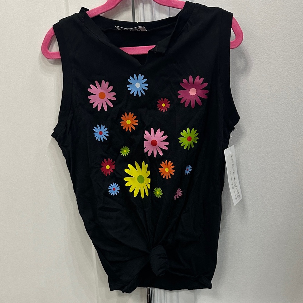 Rock Candy Black Floral sleeveless Tee NWT